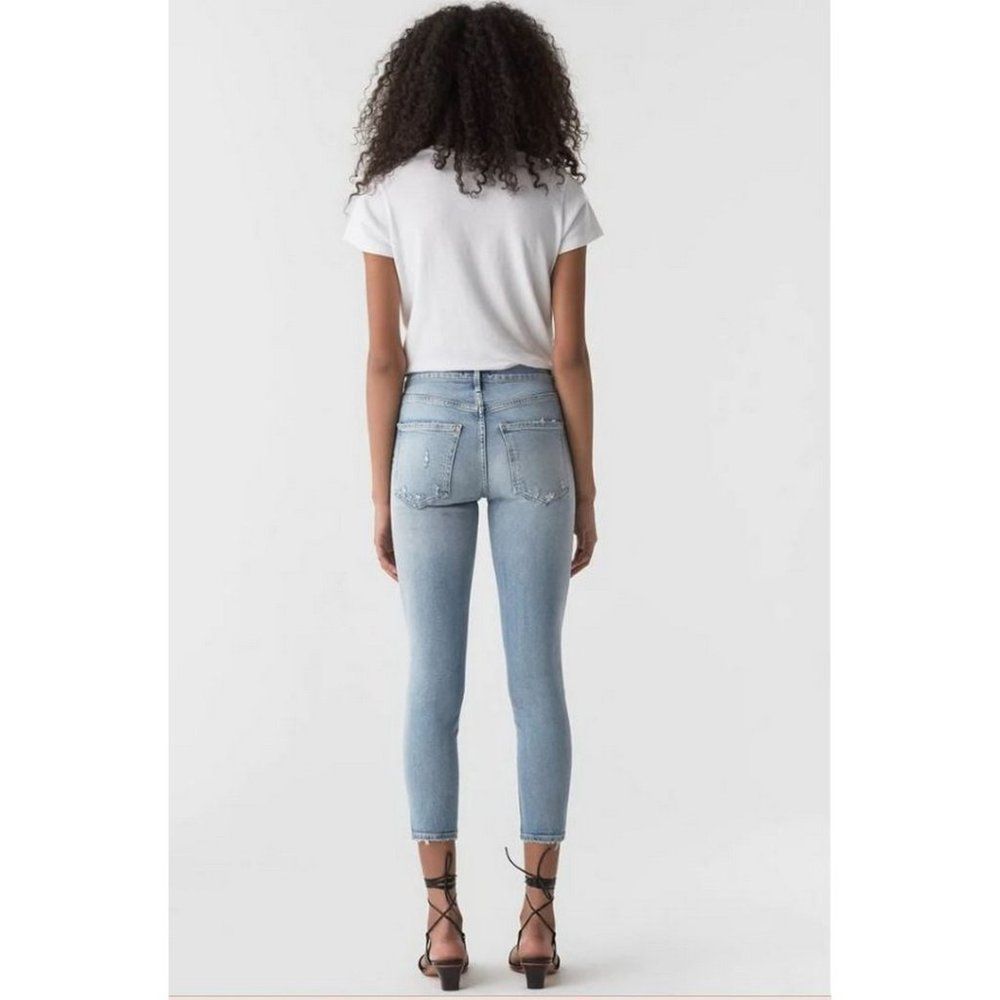 AGOLDE Sophie Skinny Crop Jeans Raw Hem Light Wash Vertigo Blue Size 26 - Picture 10 of 10